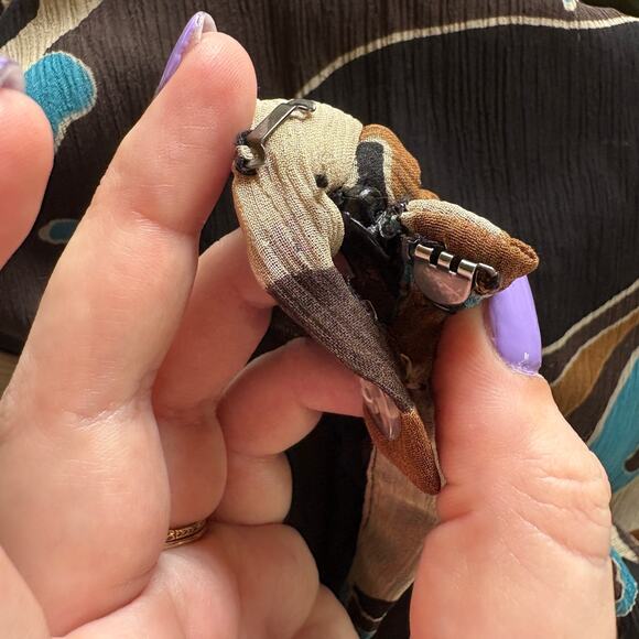 Y2K Silk Asymmetrical Fairy Blue Brown Whimsygoth Skirt Ibiza Midi Size 6 - Picture 7 of 9